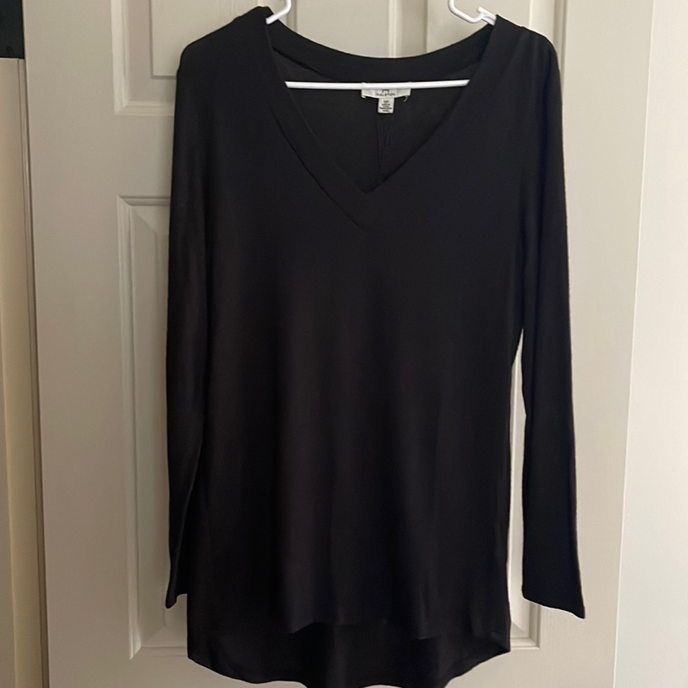 Halston Black Long Sleeve Tunic Lightweight Knit Pullover Size Small - Picture 9 of 10
